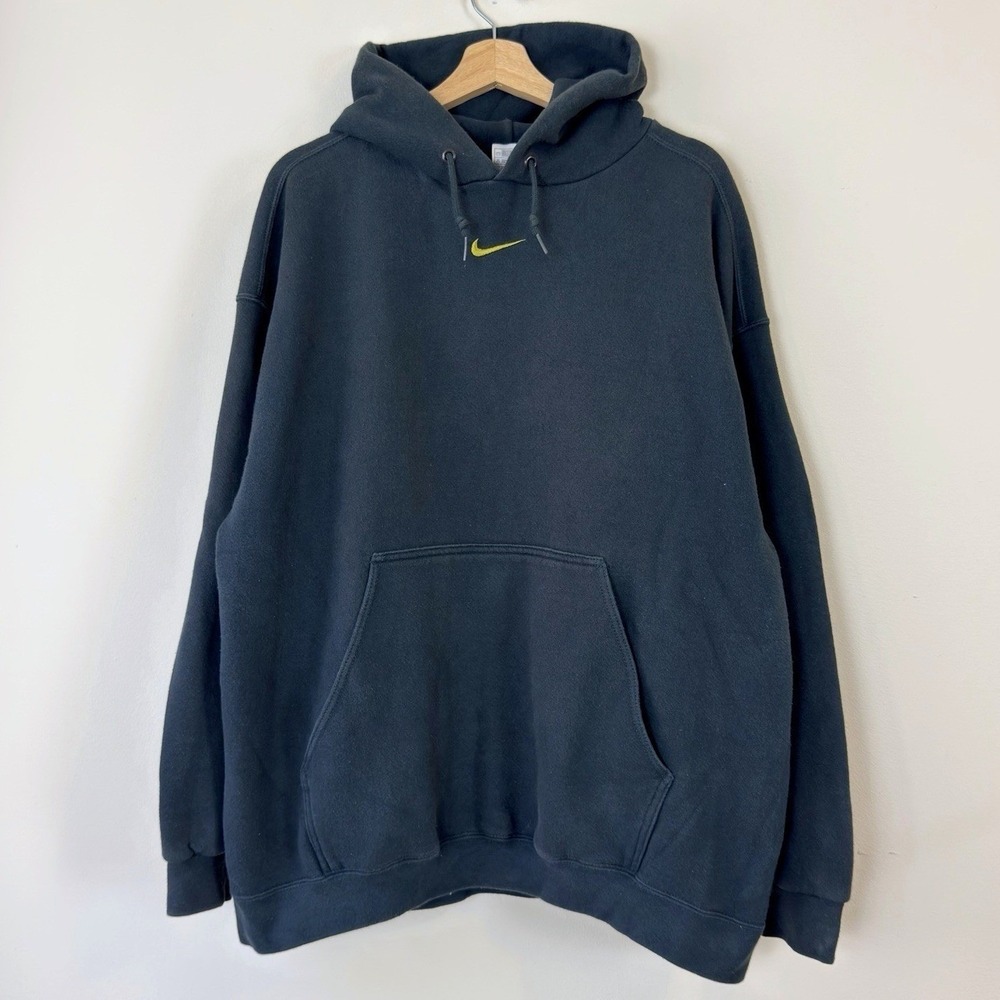 Vintage 90's Nike Forest Green Center Swoosh Rare Hoodie - XL